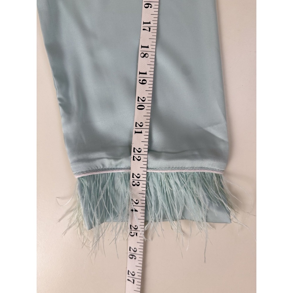 Lola + The Boys 2-‎ Piece Satin Pajama Set Sky Feather Silky Size Small Blue - Picture 9 of 16